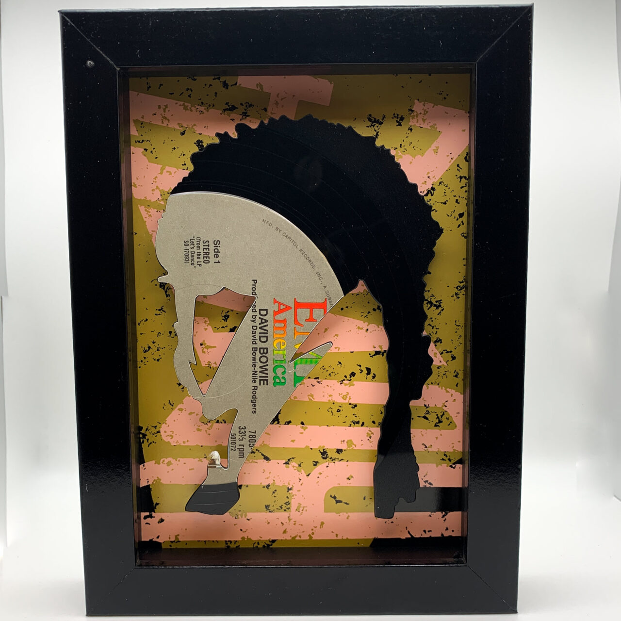 Vinyl Record Art David Bowie Head.Cover 5x7 Black Shadowbox