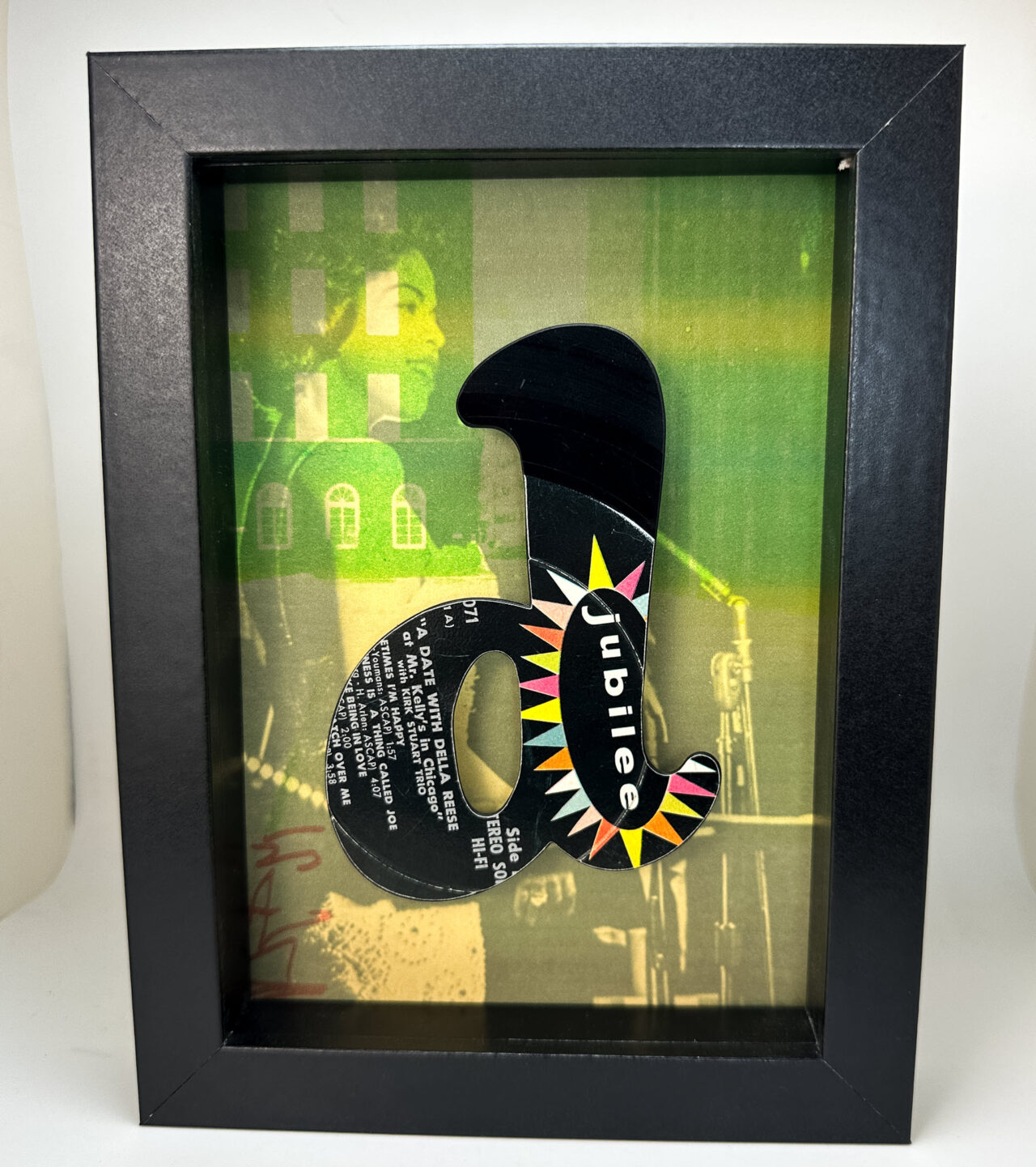 Vinyl Record Art Della Reese d.Yellow 5x7 Black Shadowbox