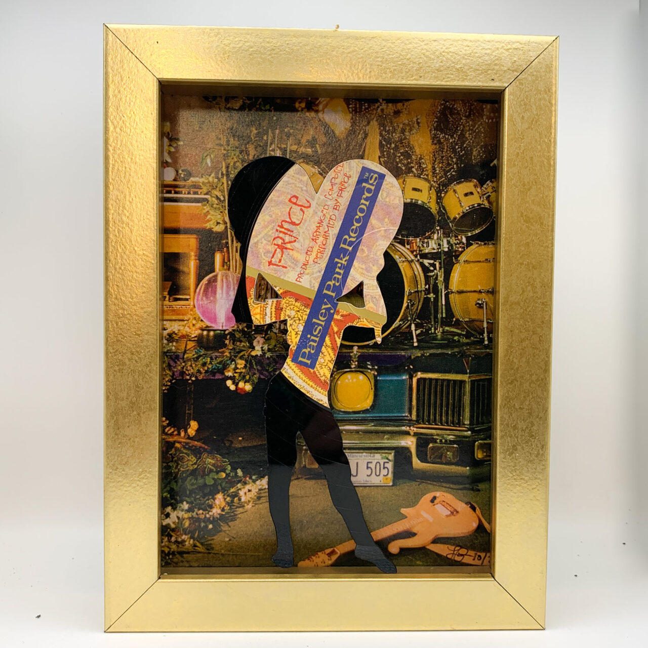 Vinyl Record Art Prince Figure.Sign of Times Cover 5x7 Black Shadowbox