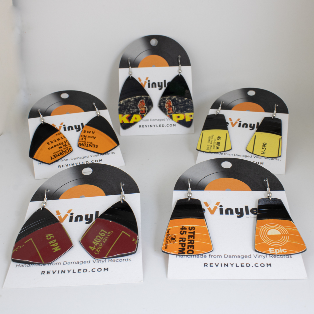 One Off Vinyl Record Earrings 5 Pair Bundle Golden Hour