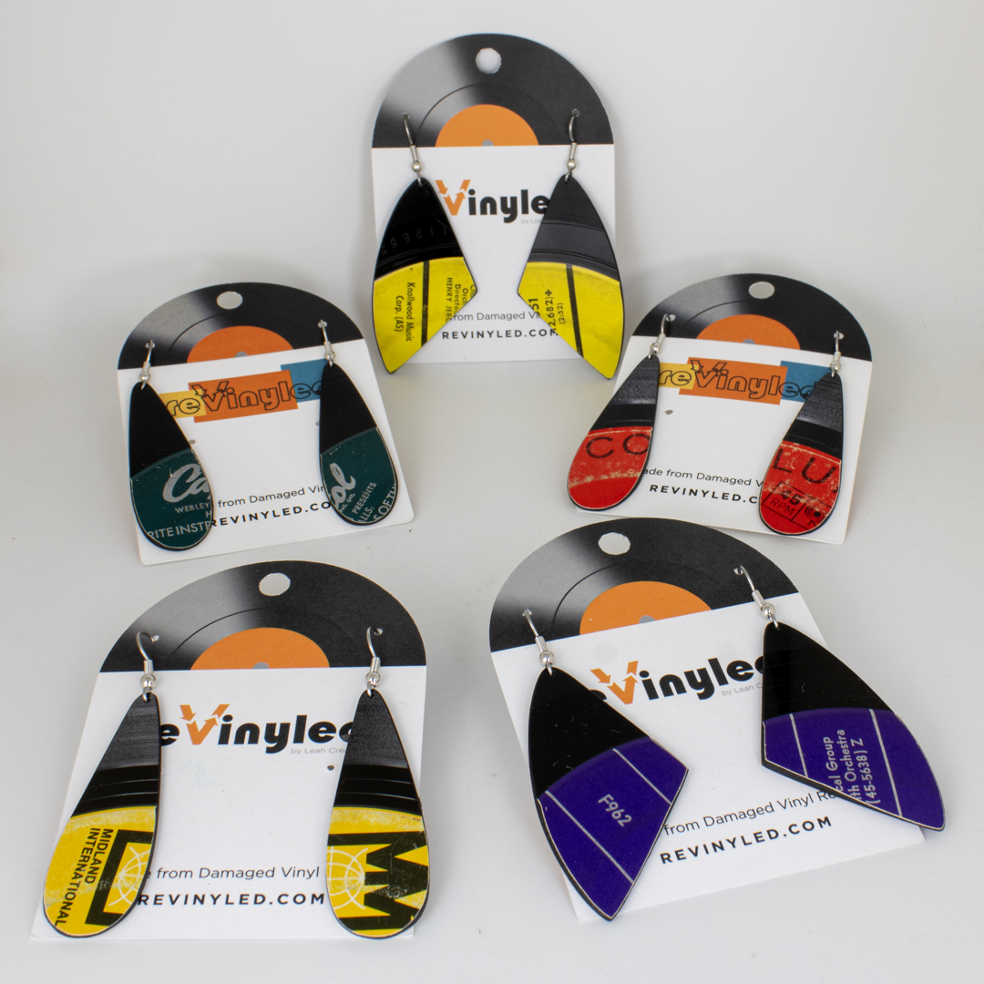 One Off Vinyl Record Earrings 5 Pair MD Color Wheel