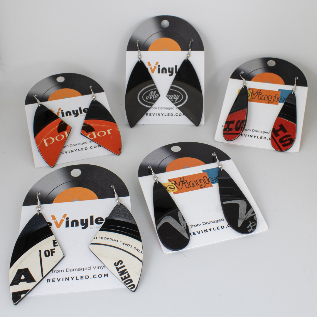 One Off Vinyl Record Earrings 5 Pair MD Redline
