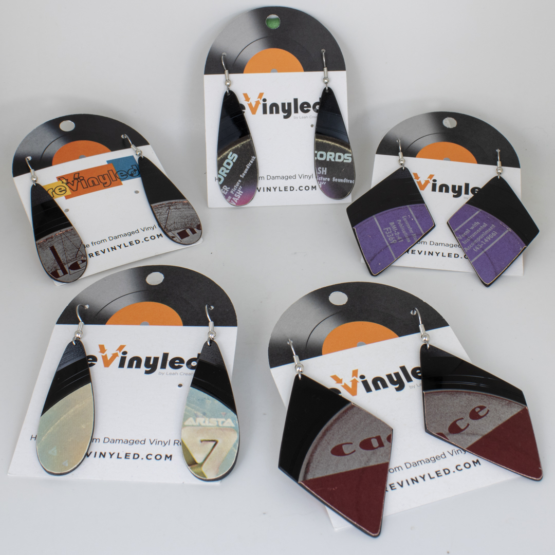 One Off Vinyl Record Earrings 5 Pair MD Vintage