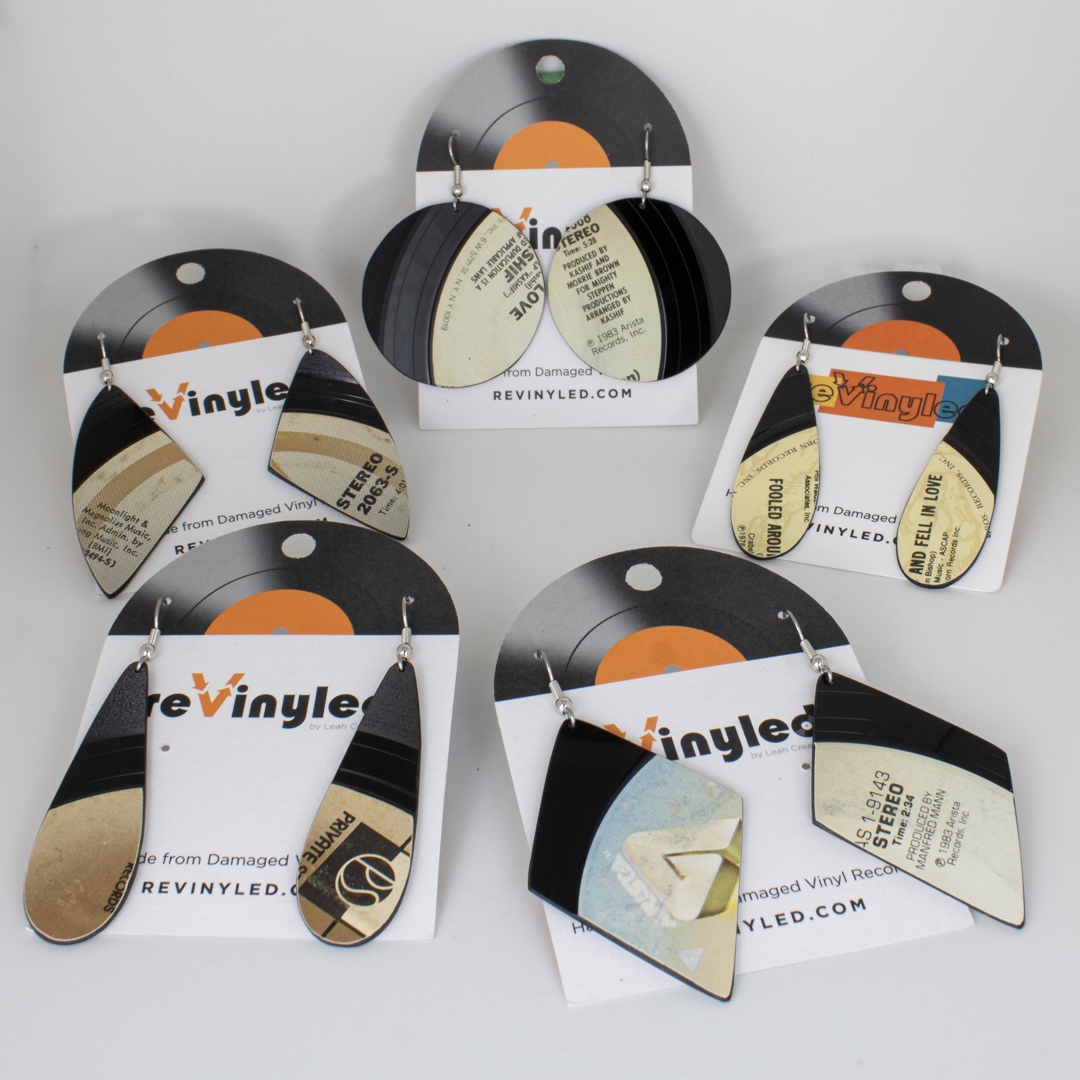 One Off Vinyl Record Earrings 5 Pair SM Analog Neutral