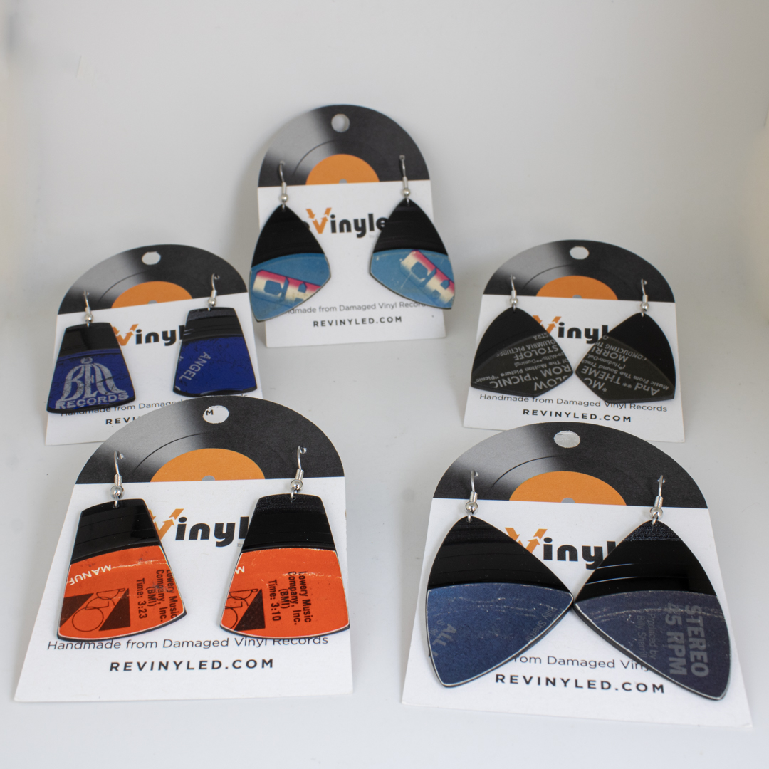 One Off Vinyl Record Earrings 5 Pair SM FM Static