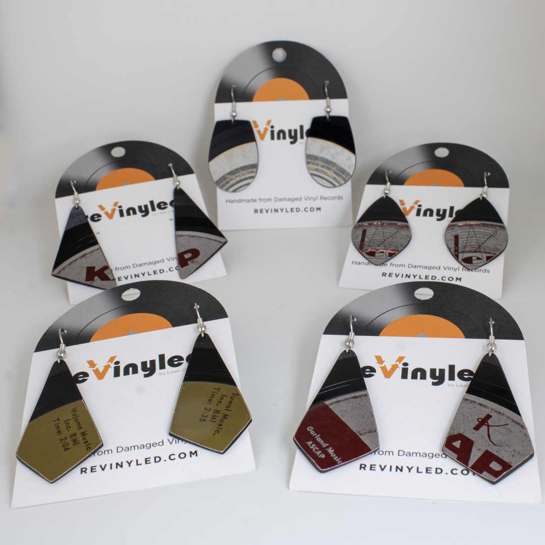 One Off Vinyl Record Earrings 5 Pair SM Metallics