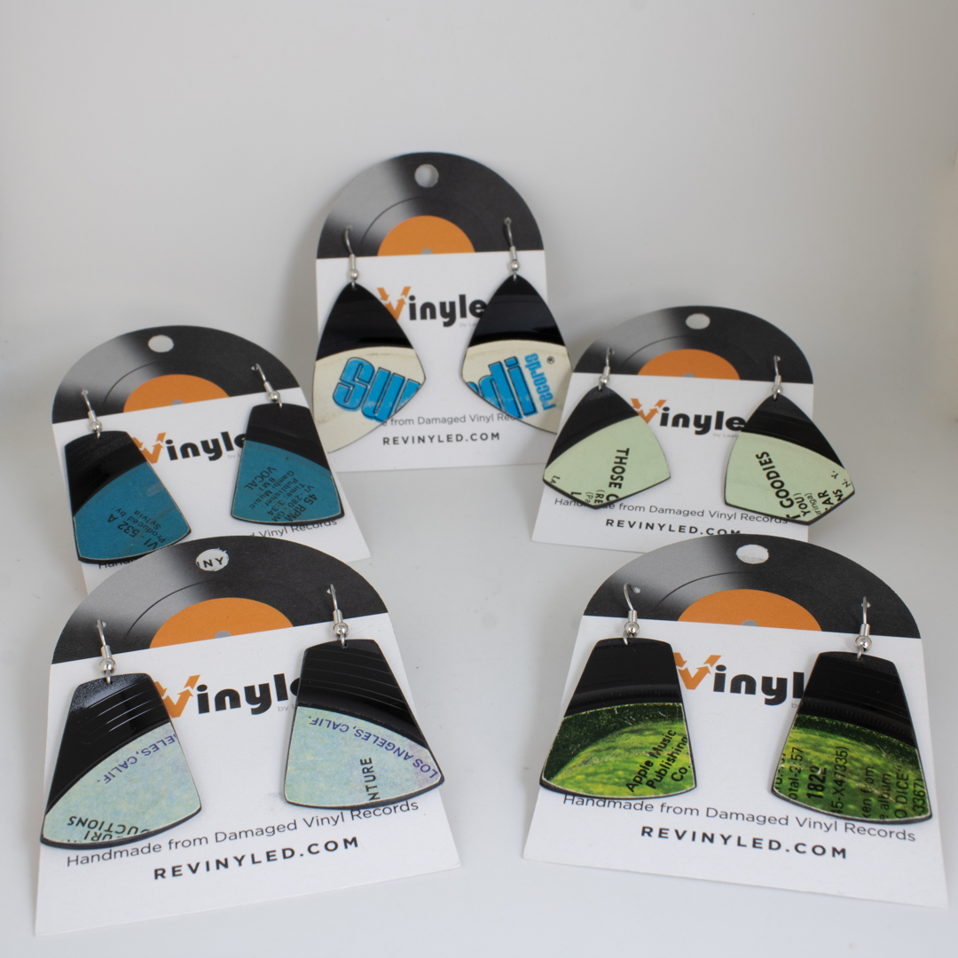 One Off Vinyl Record Earrings 5 Pair SM Sea and Sky