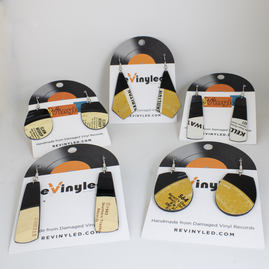 One Off Vinyl Record Earrings 5 Pair SM Soft Neutral