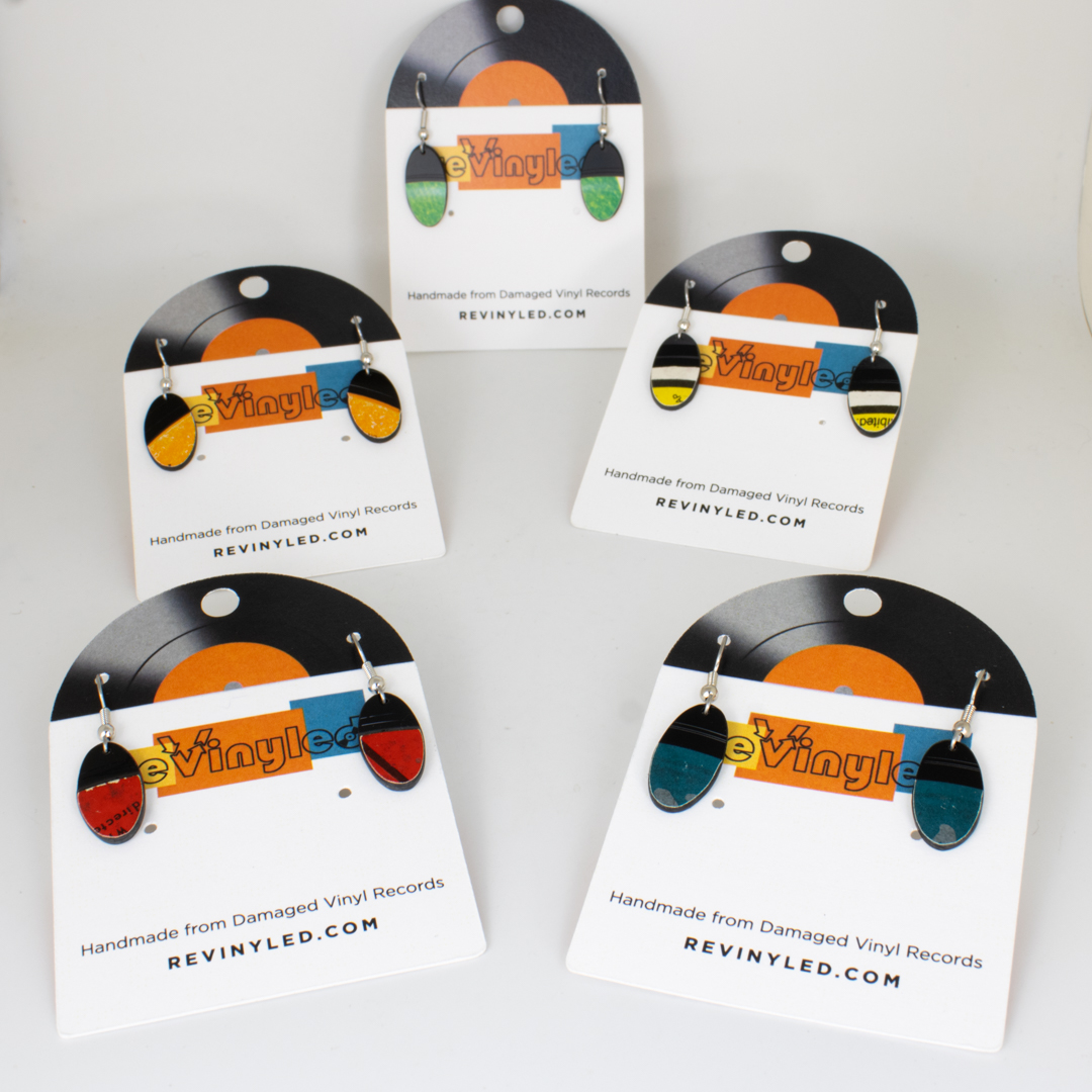 One Off Vinyl Record Earrings 5 Pair XS Bright Press