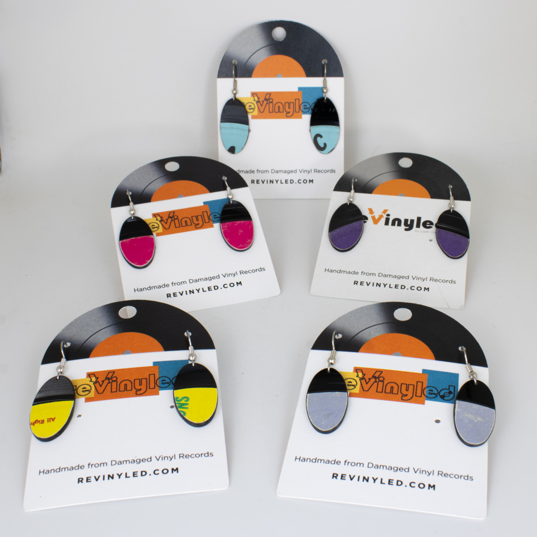 One Off Vinyl Record Earrings 5 Pair XS Color Shift