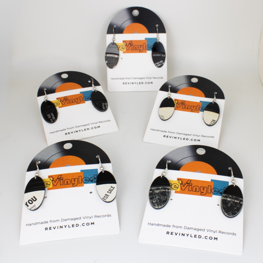 One Off Vinyl Record Earrings 5 Pair XS Vintage Press