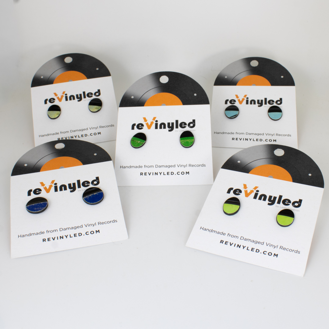 One Off Vinyl Record Stud Earrings 5 Pair Mini Yacht