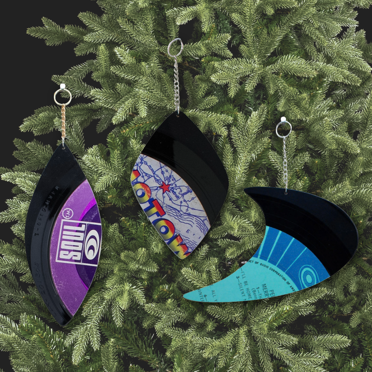 reVinyled ornaments handmade from rescued vinyl records