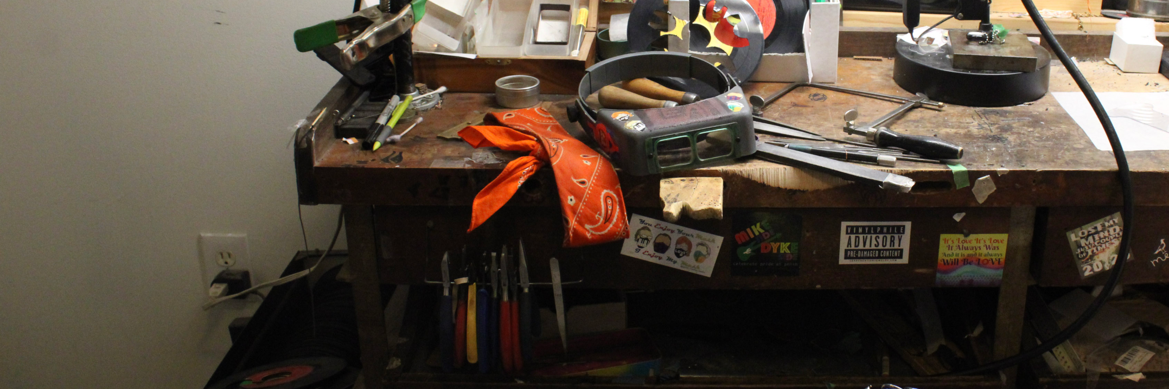 Leah working at her jeweler's bench