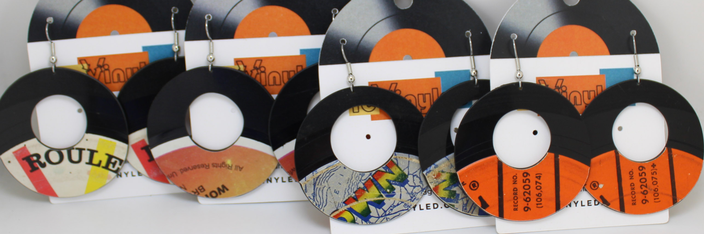 Handmade reVinyled center-hole earrings