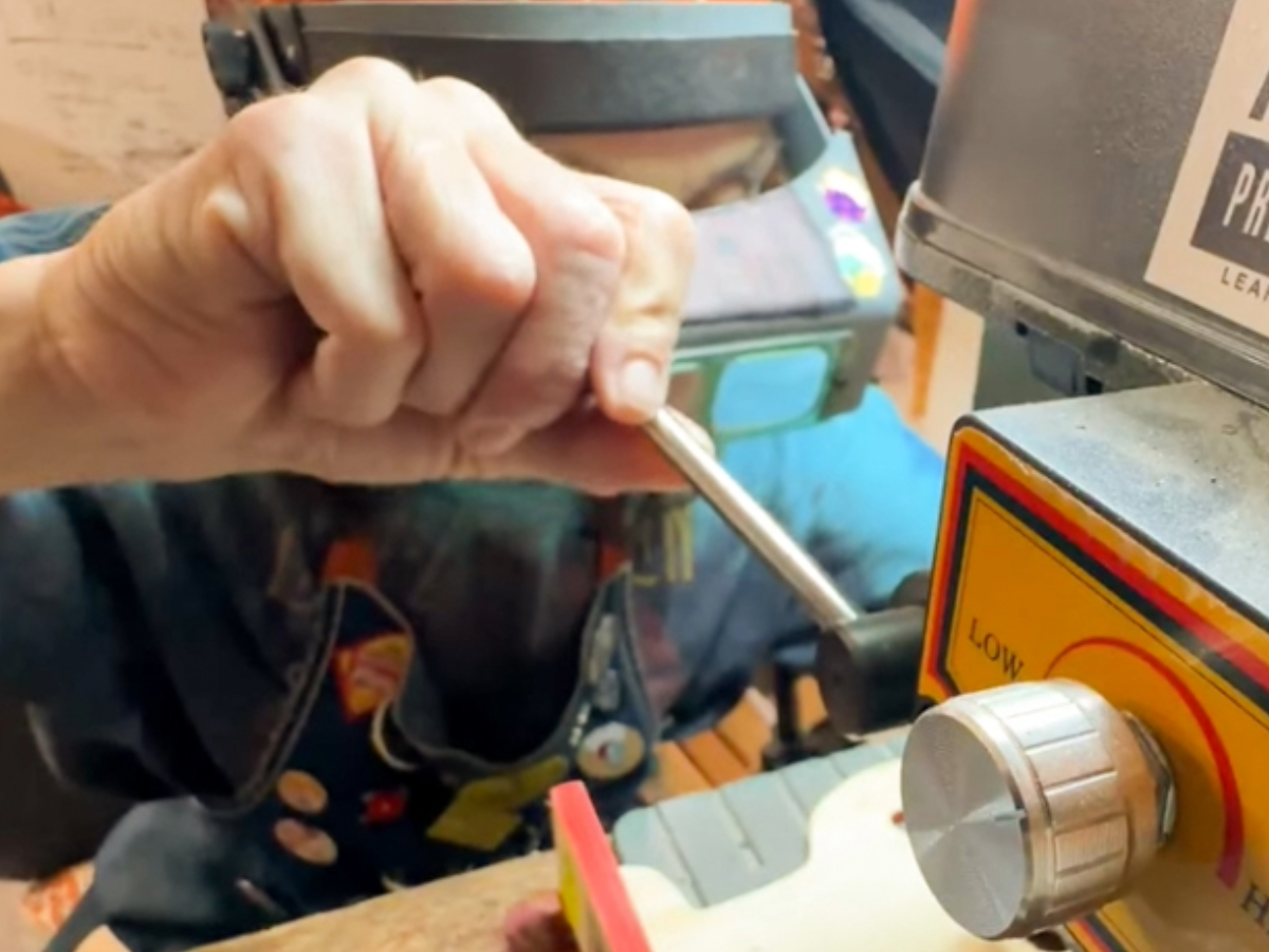 Drilling a reVinyled earring
