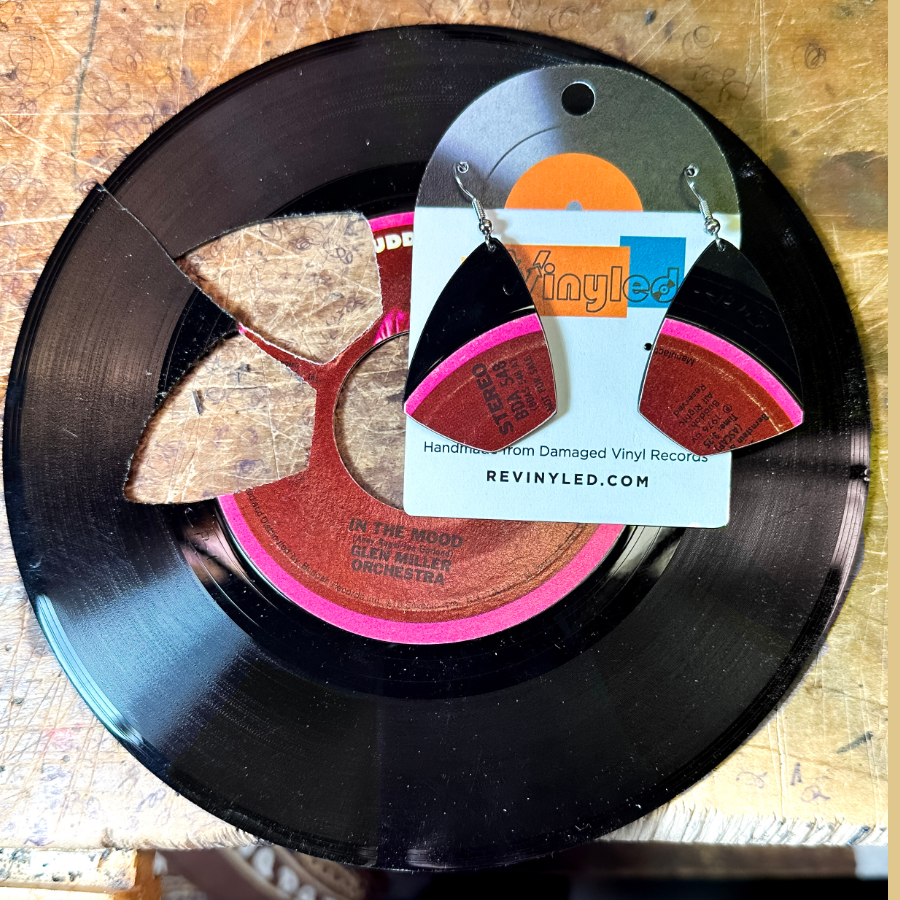 Custom vinyl record earrings by reVinyled