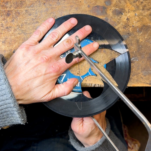 Cutting a vinyl record by hand