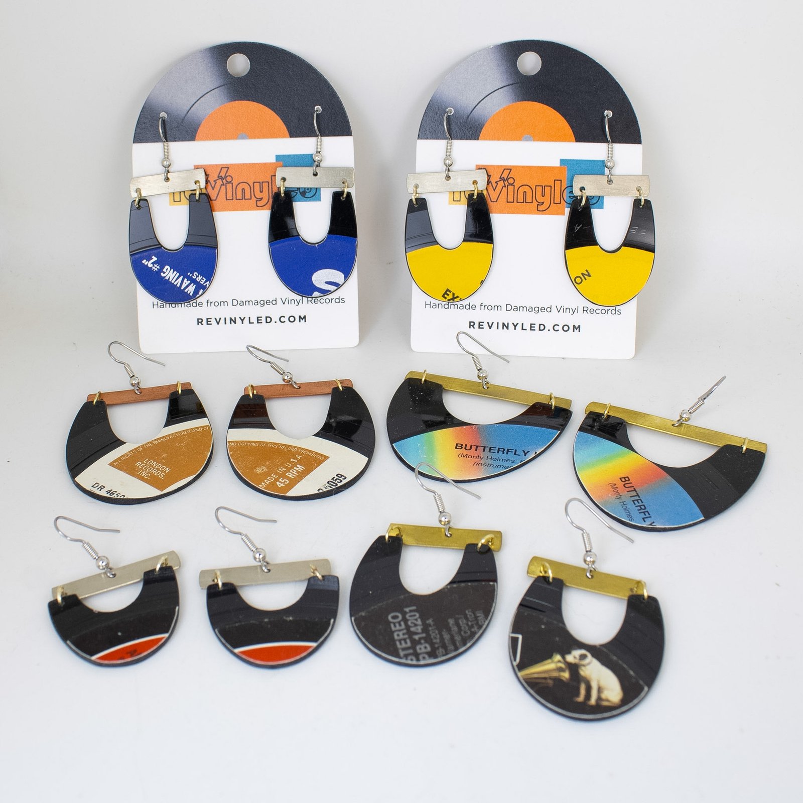 reVinyled Metal Accent earrings